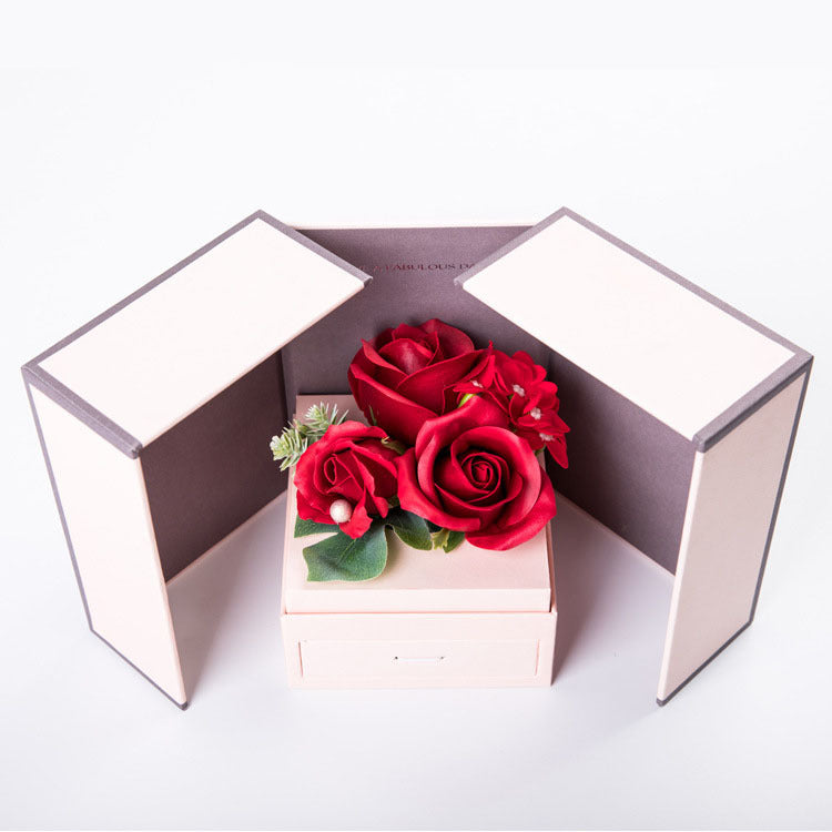 Luxury Jewelry Box with Artificial Rose & Scented Soap – Necklace Holder, Romantic Gift for Girls, Wedding & Festival Flowers