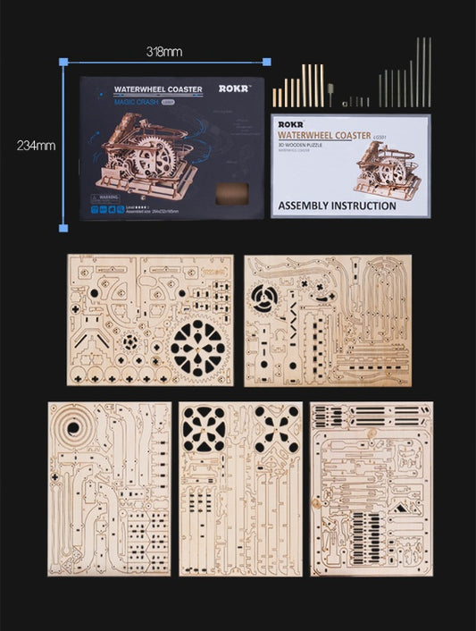 DIY Wooden Marble Run Hub – 3D Mechanical Assembly Model Kit