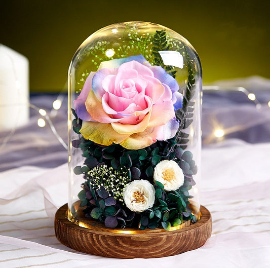 Luxury Eternal Rose Glass Dome – Preserved Flower of Everlasting Love