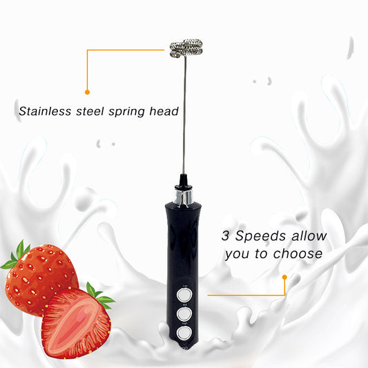 Rechargeable Electric Milk Frother – 3-Speed Stainless Steel Mixer with Stand
