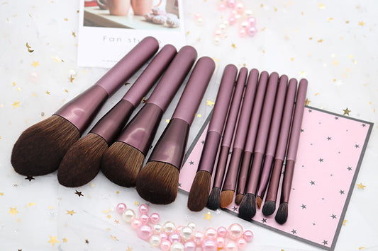 12‑Piece Starter Makeup Brushes – Perfect for Beginners, Grape Color
