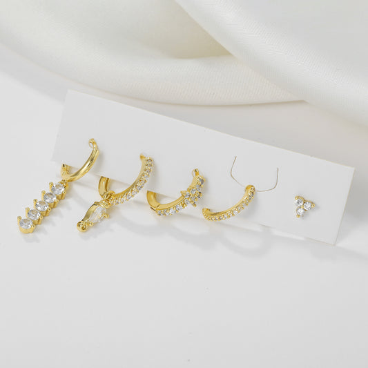 Light Luxury Teardrop Ear Cuff Earrings – Zircon Water Drop Design