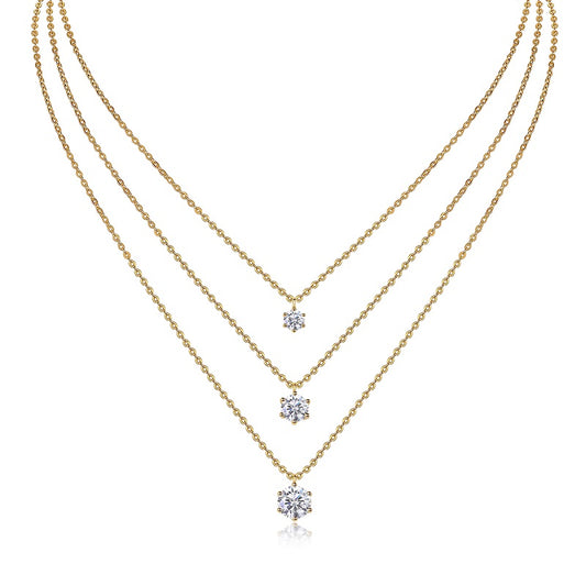 2-Carat Moissanite Silver Pendant Necklace – S925 Gold Electroplated, Minimalist Luxury
