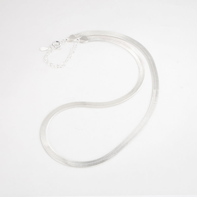 Sterling Silver Serpentine Necklace – French Blade Clavicle Chain