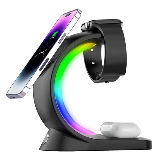 4-in-1 Magnetic Wireless Charger – Fast Charging for iPhone, AirPods Pro & Apple Watch with Ambient Light