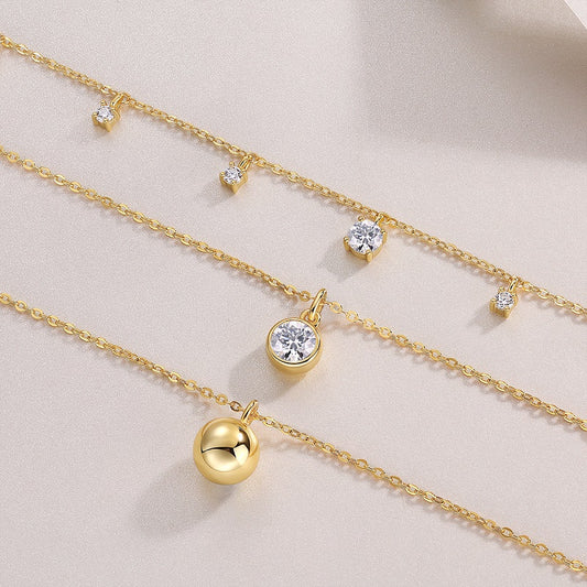 1-Carat Moissanite Silver Pendant Necklace – S925 Gold Electroplated, Minimalist Luxury