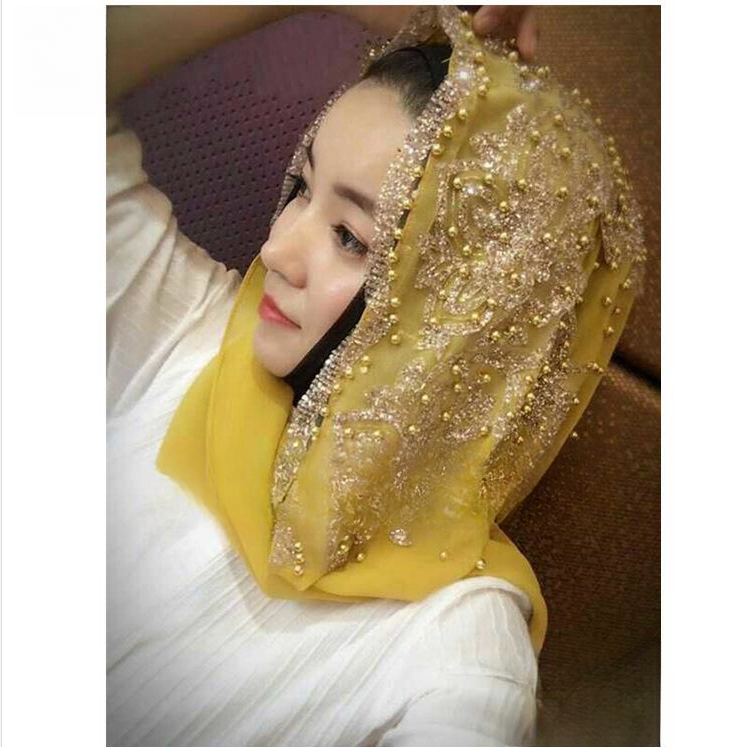 Elegant Cashmere Pearl Veil Scarf – Women’s Lightweight Summer Shawl