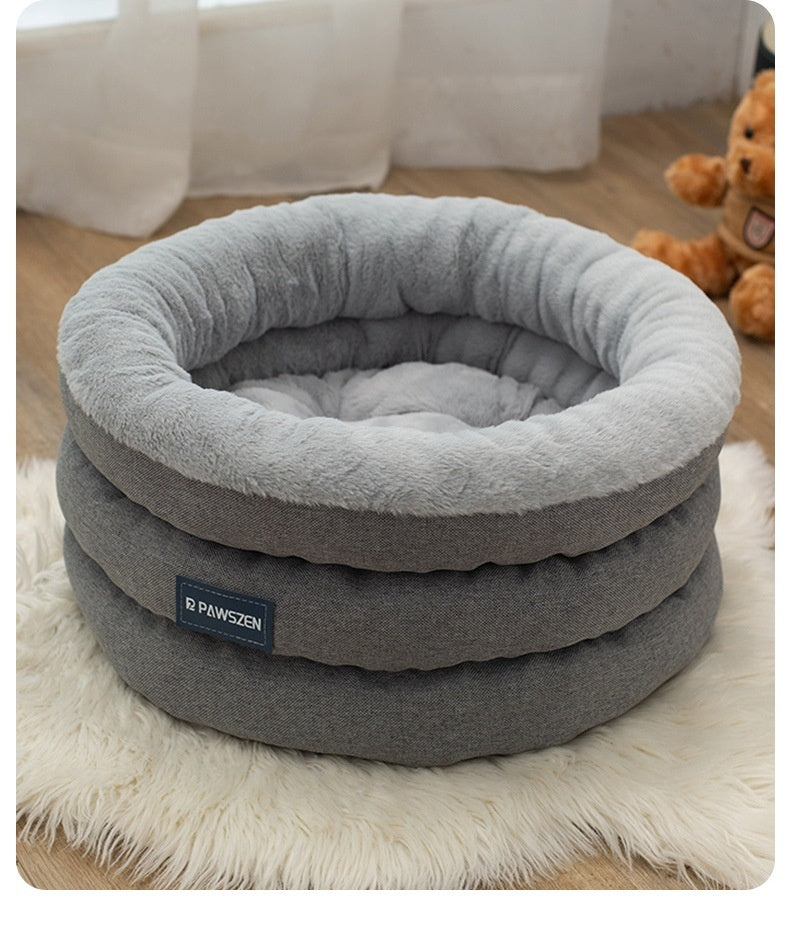 Luxury Round Winter Pet Bed – Thick & Cozy Kennel for Cats & Small Dogs