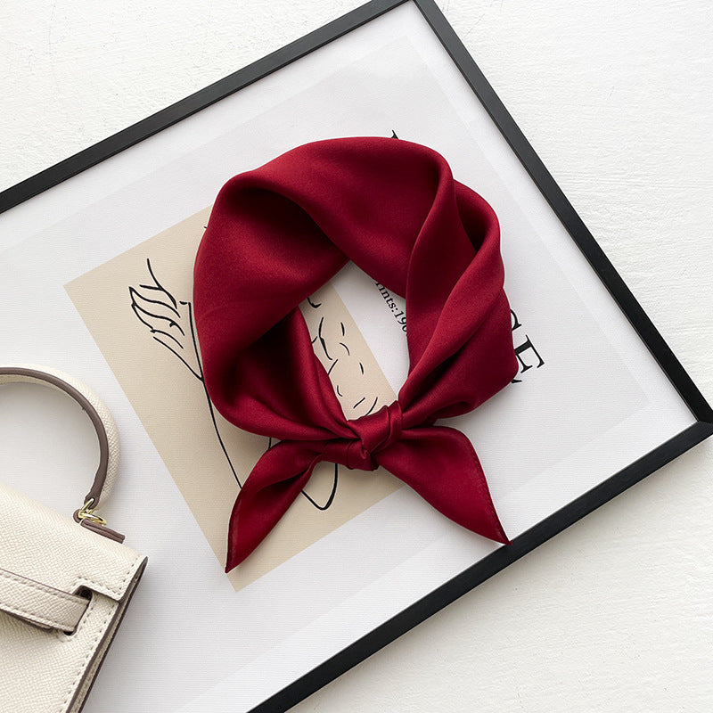 53cm Pure Color Silk Scarf – Elegant Lightweight Accessory