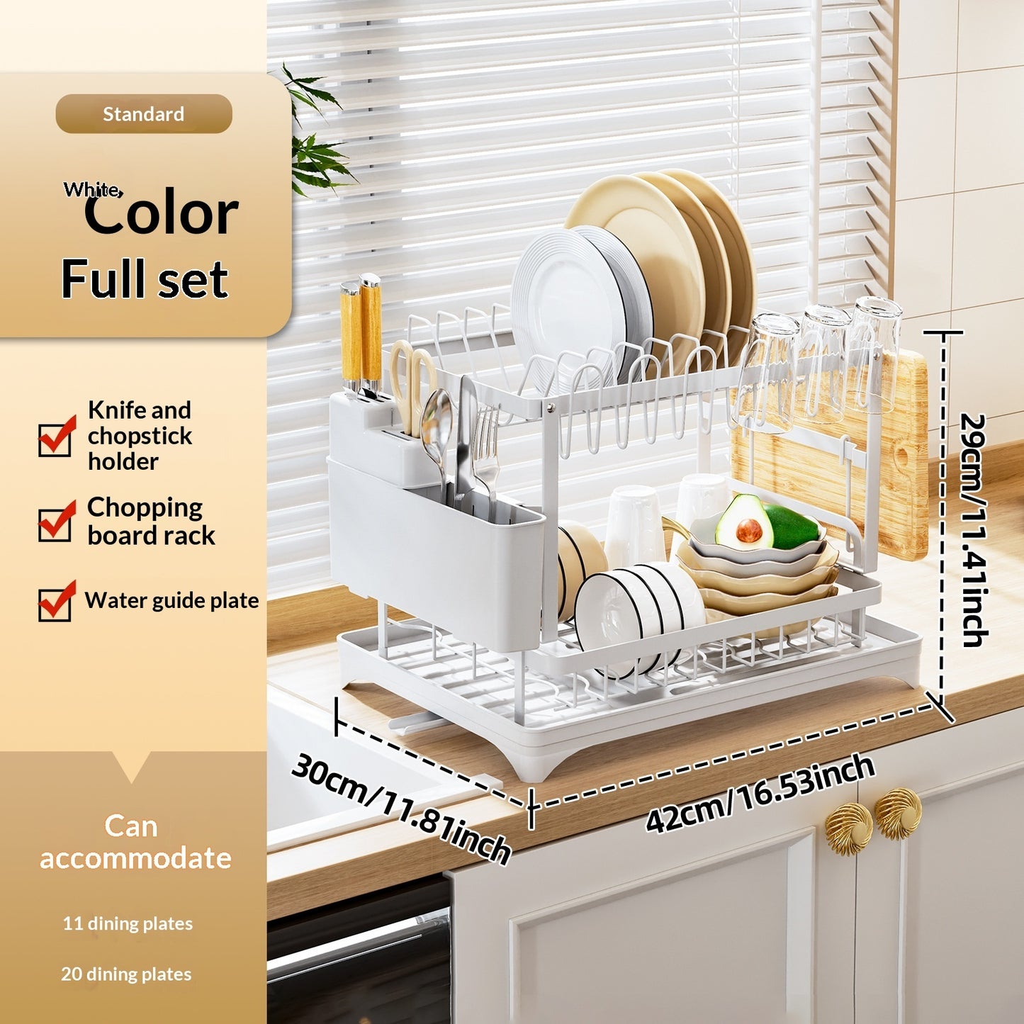 Elegant Multi-Functional Kitchen Organizer Cabinet for Bowls, Plates & Utensils
