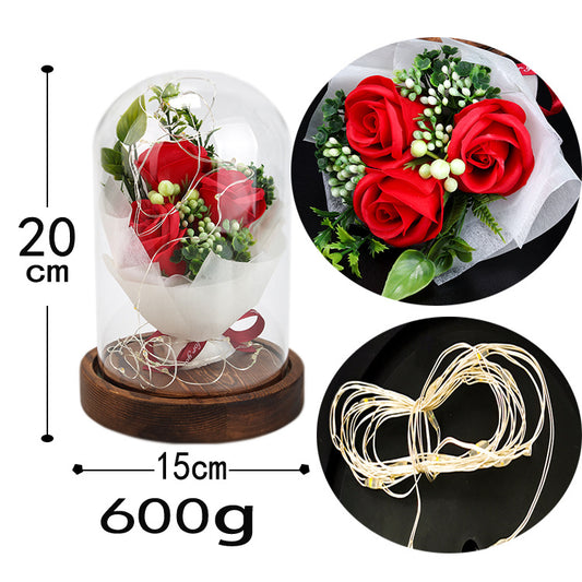 Preserved Flower in LED Glass Dome - Romantic Gift Box