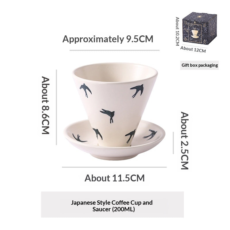 Japanese Ceramic Coffee Cup & Saucer – Unique Niche Mug Set, Perfect Gift