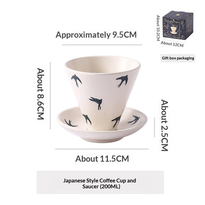 Japanese Ceramic Coffee Cup & Saucer – Unique Niche Mug Set, Perfect Gift