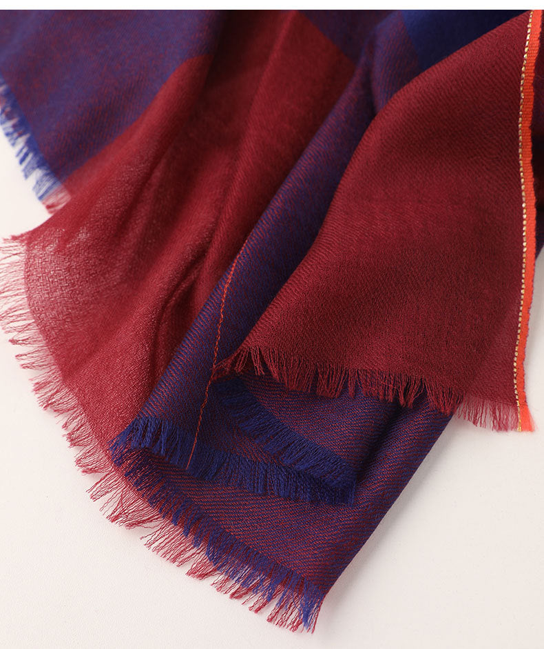 Multicolor Plaid Long Scarf – Cozy Cashmere Shawl for Women