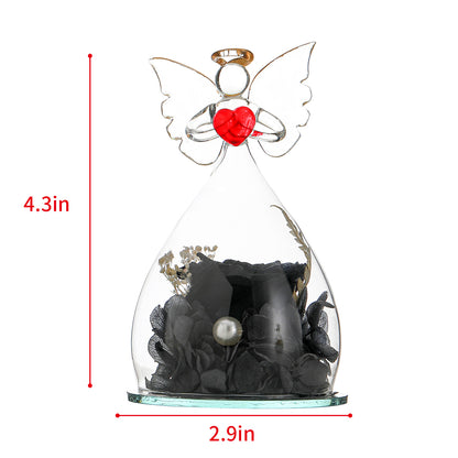 Angel Immortal Rose in Glass Dome – Timeless Floral Decoration