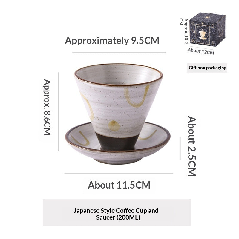 Japanese Ceramic Coffee Cup & Saucer – Unique Niche Mug Set, Perfect Gift