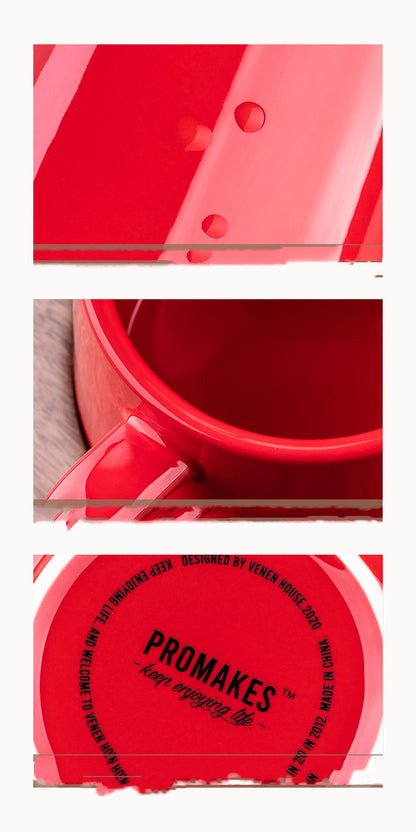 Museum European Classic Red Ceramic Mug – Stylish Coffee & Tea Cup with Optional Coaster