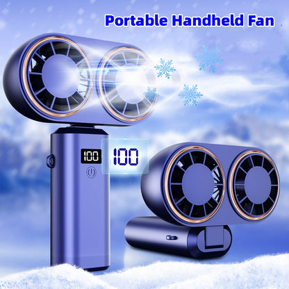 USB Rechargeable Foldable Neck Fan | Portable Handheld Mini Fan 5-Speed With LED Display