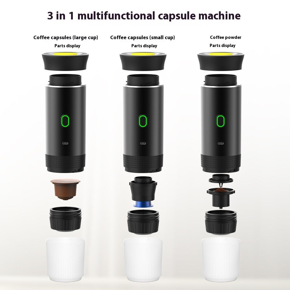 Electric 3-in-1 Portable Coffee Grinder & Espresso Maker – Travel & Home Use