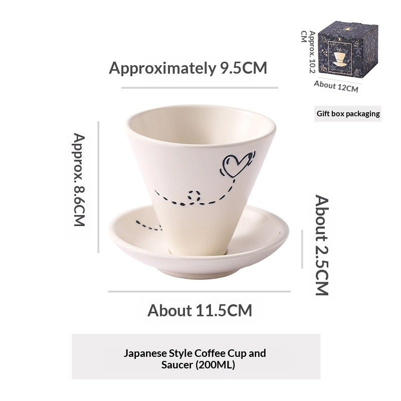 Japanese Ceramic Coffee Cup & Saucer – Unique Niche Mug Set, Perfect Gift