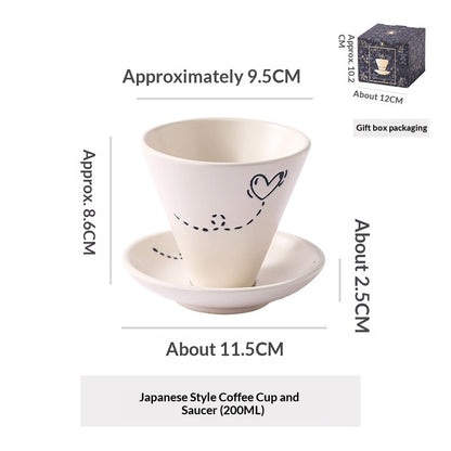 Japanese Ceramic Coffee Cup & Saucer – Unique Niche Mug Set, Perfect Gift