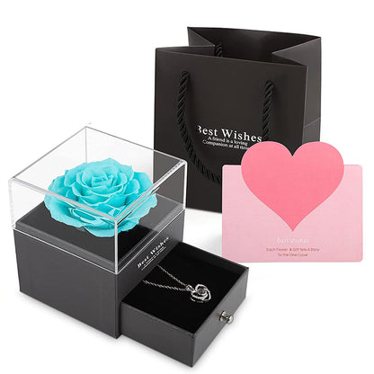 Luxury Eternal Rose Jewelry Box – Acrylic Preserved Flower Gift for Her