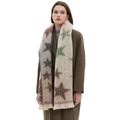 Gradient Star Jacquard Scarf | Autumn & Winter Circle Yarn