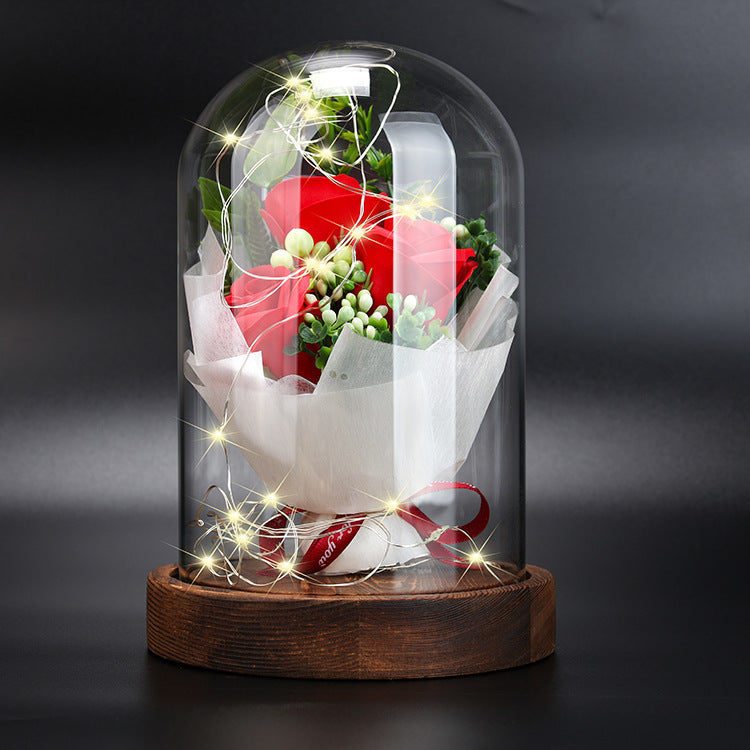 Preserved Flower in LED Glass Dome - Romantic Gift Box