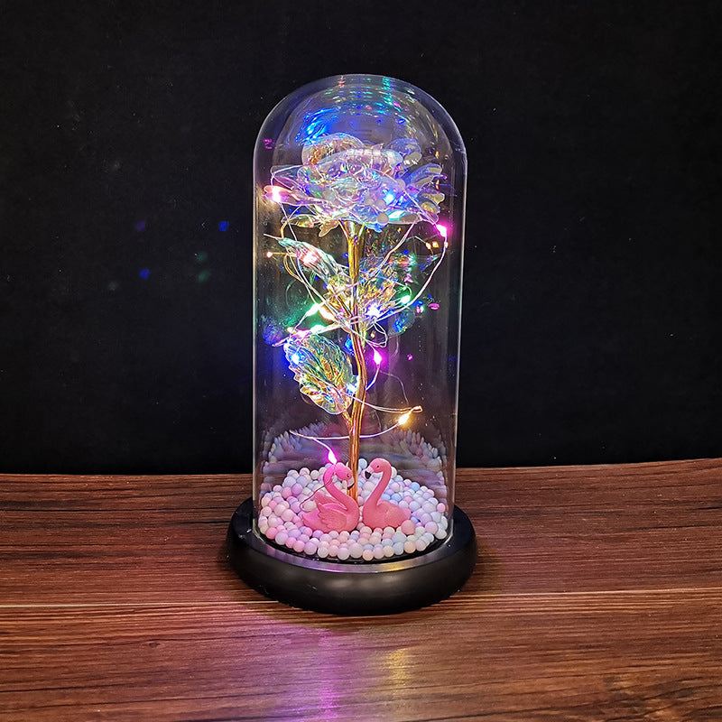 Eternal Radiance Rose Lamp – Color LED Glass Dome Edition