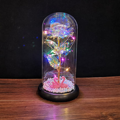 Eternal Radiance Rose Lamp – Color LED Glass Dome Edition