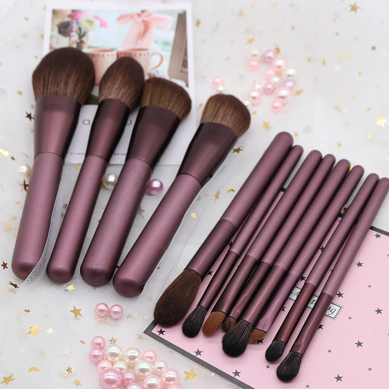 12‑Piece Starter Makeup Brushes – Perfect for Beginners, Grape Color
