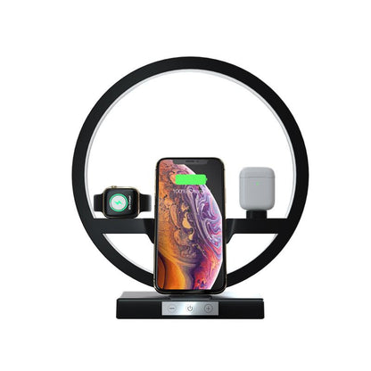 4-in-1 Fast Wireless Charging Bedside Lamp – Modern LED Night Light & Phone Stand