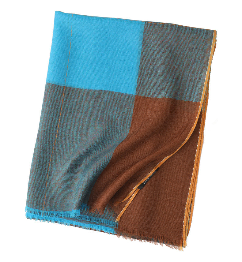 Multicolor Plaid Long Scarf – Cozy Cashmere Shawl for Women