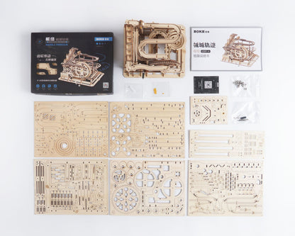 DIY Wooden Marble Run Hub – 3D Mechanical Assembly Model Kit