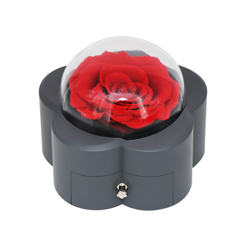Luxury Eternal Rose Jewelry Gift Box – Romantic Acrylic Keepsake with Hidden Necklace