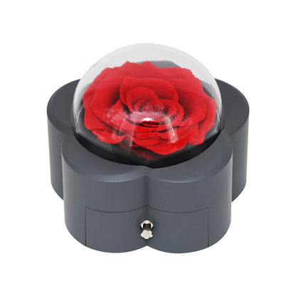 Luxury Eternal Rose Jewelry Gift Box – Romantic Acrylic Keepsake with Hidden Necklace