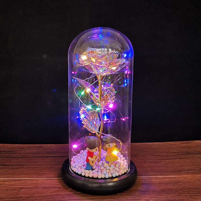 Eternal Radiance Rose Lamp – Color LED Glass Dome Edition