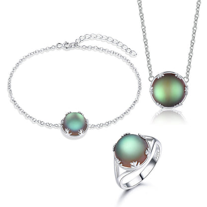 Elegant Moonstone Forest Jewelry Set – Personalized Ring & Bracelet 3-Piece Gift Set