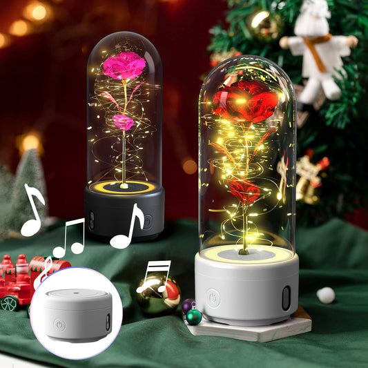 Eternal Rose LED Light & Bluetooth Speaker – Romantic Glass Dome Gift