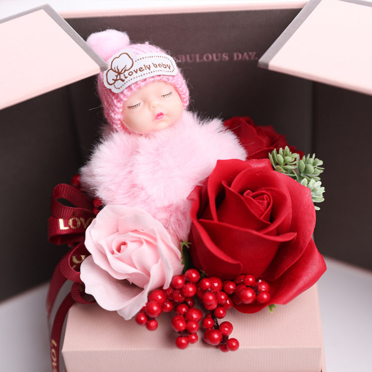 Luxury Jewelry Box with Artificial Rose & Scented Soap – Necklace Holder, Romantic Gift for Girls, Wedding & Festival Flowers
