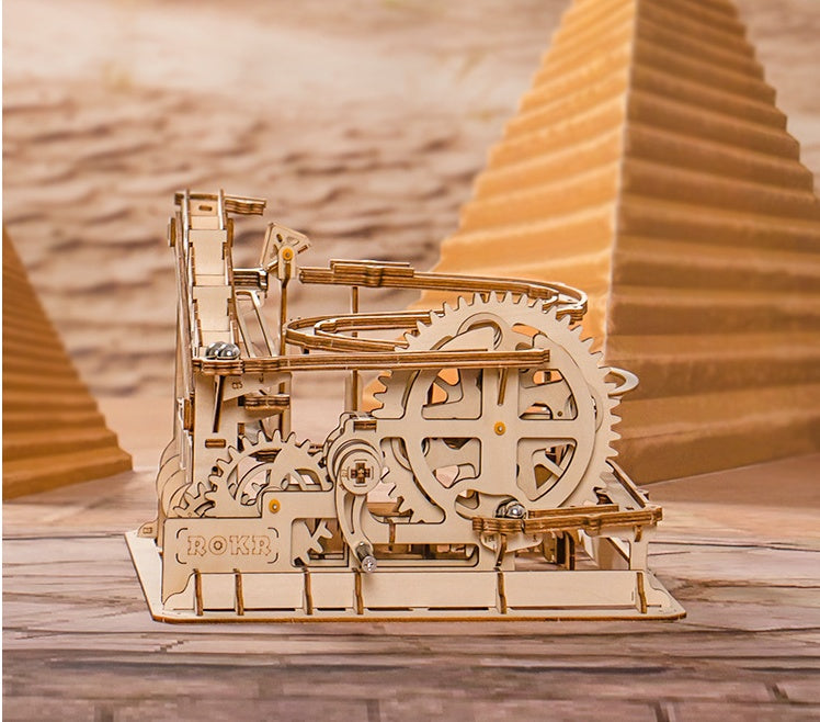DIY Wooden Marble Run Hub – 3D Mechanical Assembly Model Kit