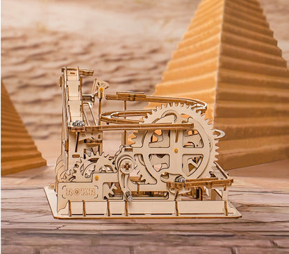 DIY Wooden Marble Run Hub – 3D Mechanical Assembly Model Kit