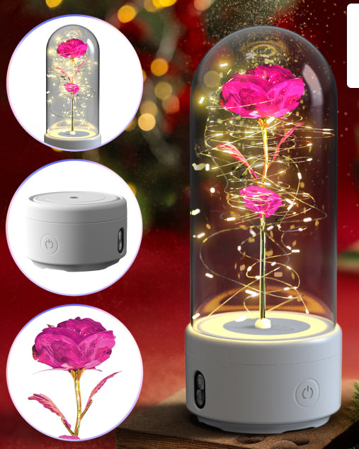 Eternal Rose LED Light & Bluetooth Speaker – Romantic Glass Dome Gift