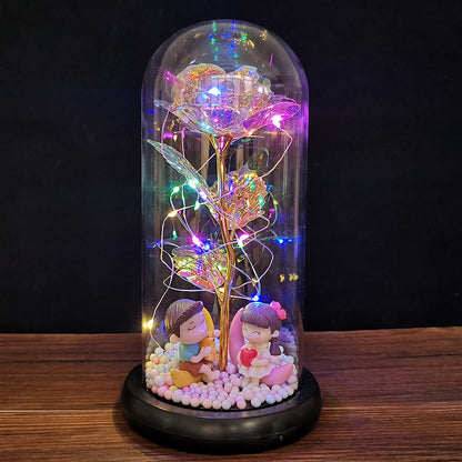 Eternal Radiance Rose Lamp – Color LED Glass Dome Edition