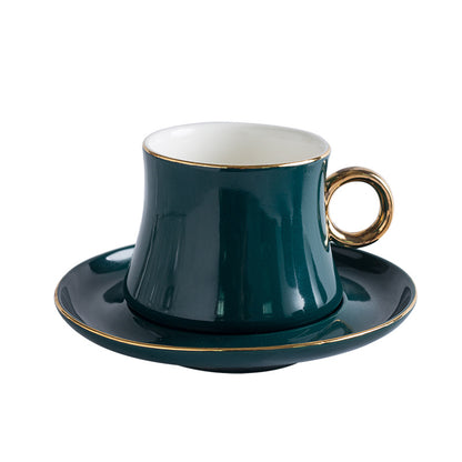 Nordic Light Luxury Green Coffee Cup & Saucer Set