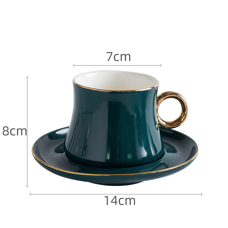 Nordic Light Luxury Green Coffee Cup & Saucer Set