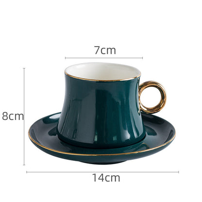 Nordic Light Luxury Green Coffee Cup & Saucer Set