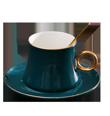 Nordic Light Luxury Green Coffee Cup & Saucer Set