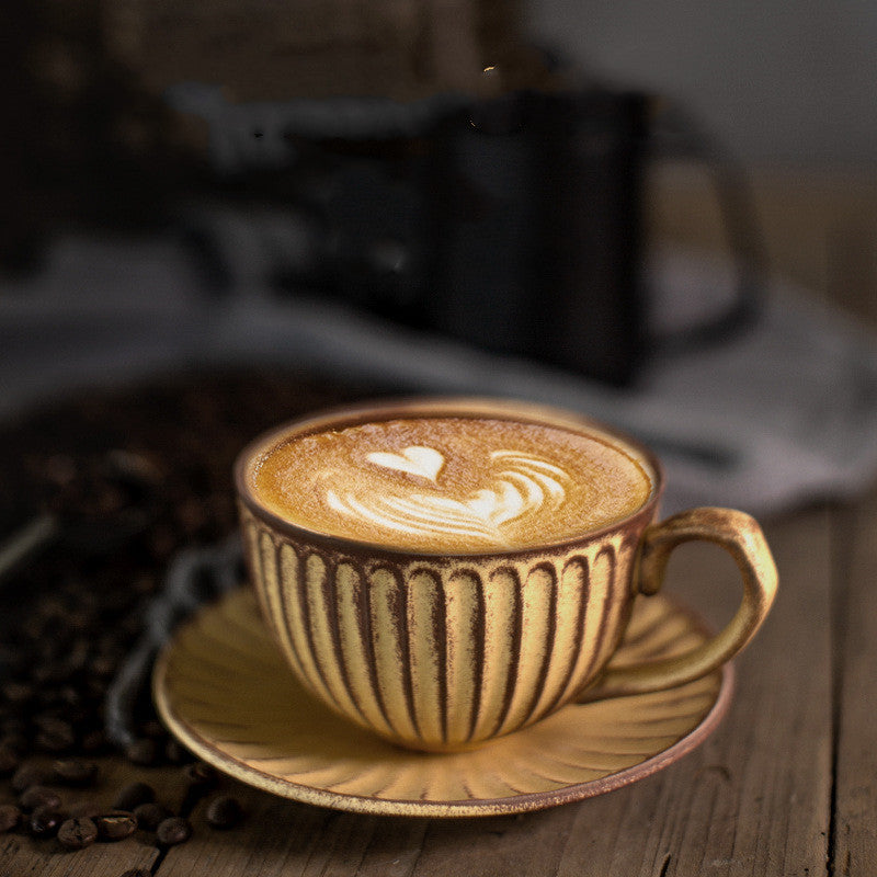 Handmade Japanese Retro Coffee Cup & Saucer Set