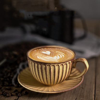 Handmade Japanese Retro Coffee Cup & Saucer Set